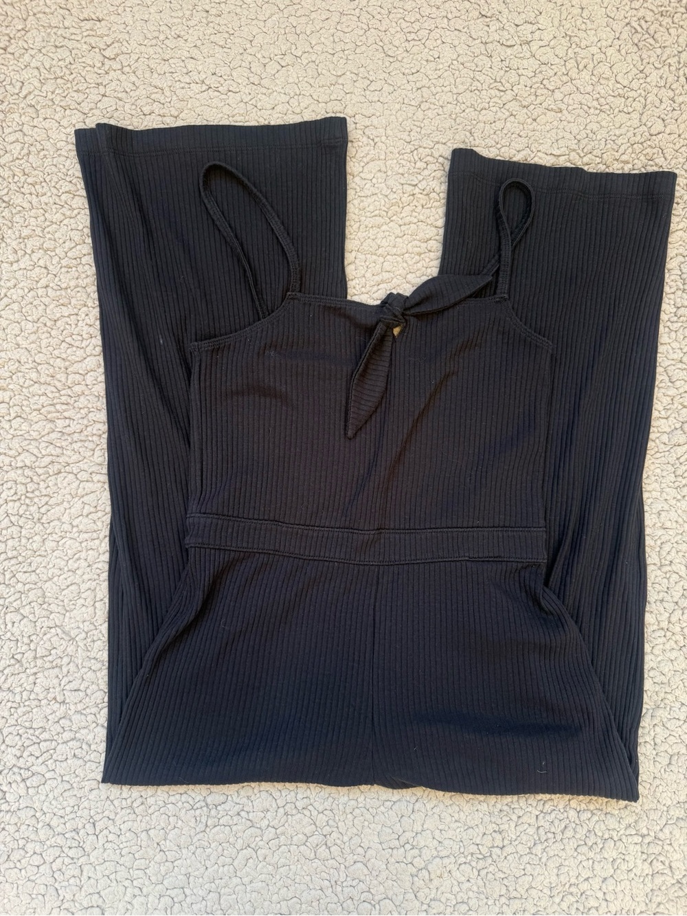 Abercrombie Black Ribbed Tie-Front Jumpsuit - Picture 2 of 4